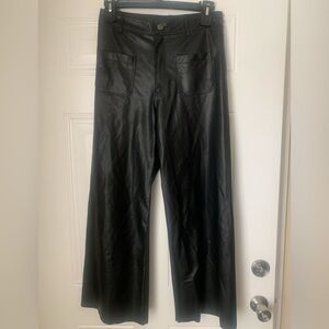 Zara Women’s Faux Leather Wide Leg The Marine Pant Size 10 New With Tags